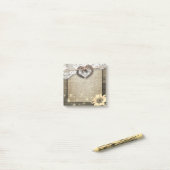 Post-it® Mariage Bois Coeur Fer à Cheval Broderie Fleur de  (Sur un bureau)