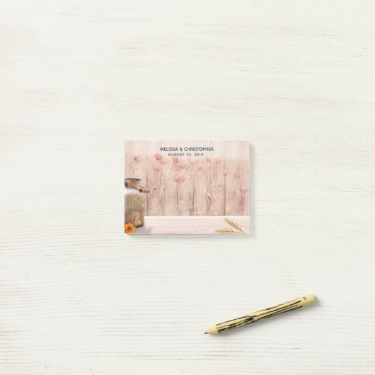 Post-it® Mariage campagnard de lait rustique (Sur un bureau)
