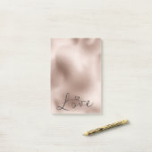 Post-it® Mariage Coeur d'Amour Rose Doré Romantique (Sur un bureau)