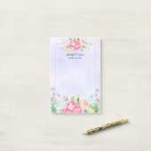 Post-it® Mariage de cadre Floral rose moderne (Sur un bureau)
