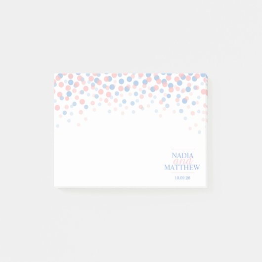 Post-it® Mariage de confettis rose et bleu (Devant)