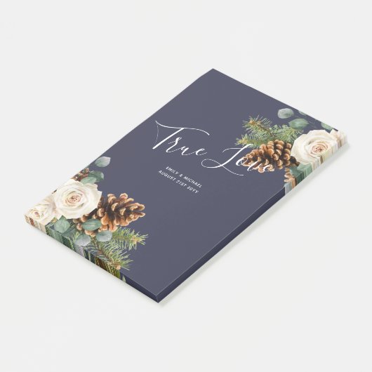Post-it® Mariage d'hiver Eucalyptus Verdure Roses blanches (Incliné)