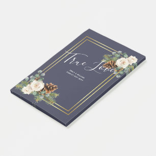 Post-it® Mariage d'hiver Roses blanches Bleu poudré or