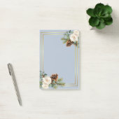 Post-it® Mariage d'hiver Roses blanches Or Dusty Bleu (Bureau)