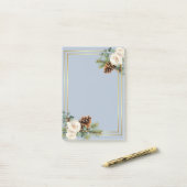 Post-it® Mariage d'hiver Roses blanches Or Dusty Bleu (Sur un bureau)
