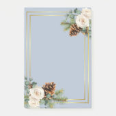 Post-it® Mariage d'hiver Roses blanches Or Dusty Bleu (Devant)