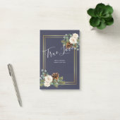 Post-it® Mariage d'hiver Roses blanches Or Dusty Bleu (Bureau)
