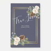 Post-it® Mariage d'hiver Roses blanches Or Dusty Bleu (Devant)