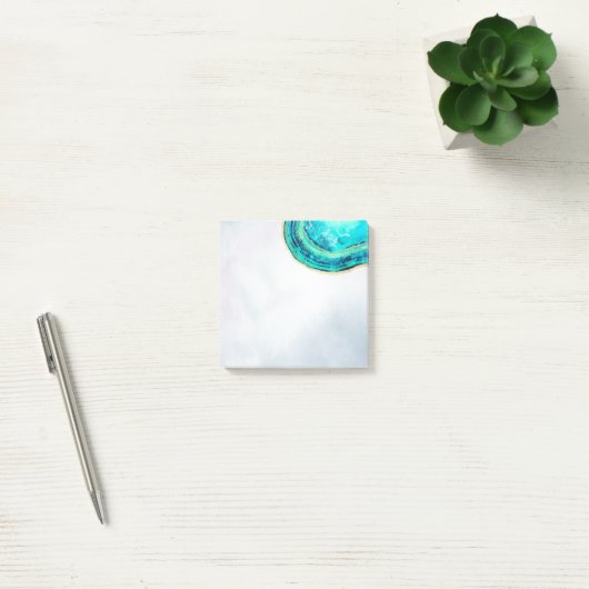 Post-it® Mariage Elegant Aquarelle Turquoise & Gold Geode S (Bureau)