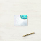 Post-it® Mariage Elegant Aquarelle Turquoise & Gold Geode S (Sur un bureau)