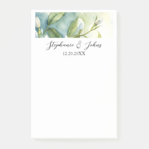 Post-it® Mariage Élégant Rustique Fleurs Blanches Feuilles 