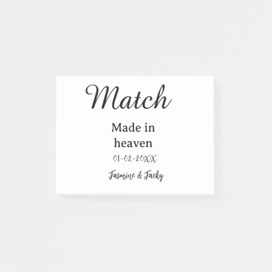 Post-it® Mariage fait au ciel nom date simple calligraphie (Devant)