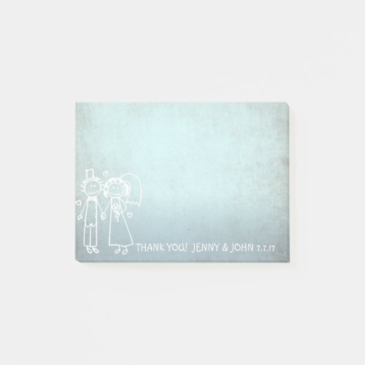 Post-it® Mariage Faveur Merci Chalkboard Grungy Bleu (Devant)