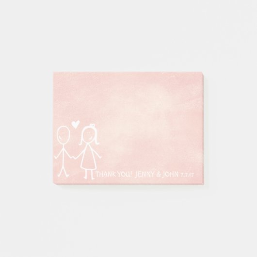 Post-it® Mariage Favor Merci Chalkboard Peach Pastel (Devant)