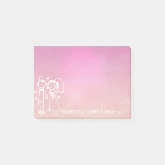 Post-it® Mariage Favor Merci Chalkboard Pink Ombre (Devant)