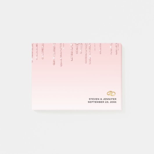 Post-it® Mariage moderne Rose Parties scintillant Drives & (Devant)