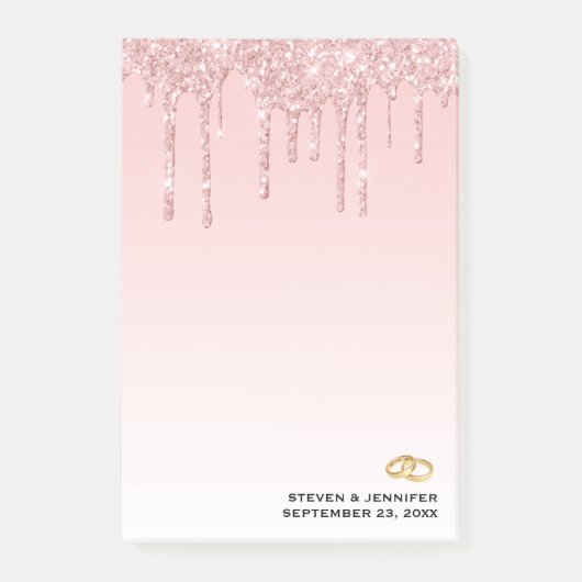 Post-it® Mariage moderne  Rose Parties scintillant Drives & (Devant)