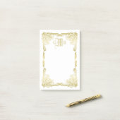 Post-it® Mariage Monogramme classique Gold Cadre traditionn (Sur un bureau)