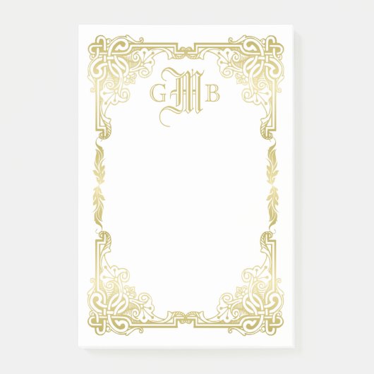 Post-it® Mariage Monogramme classique Gold Cadre traditionn (Devant)