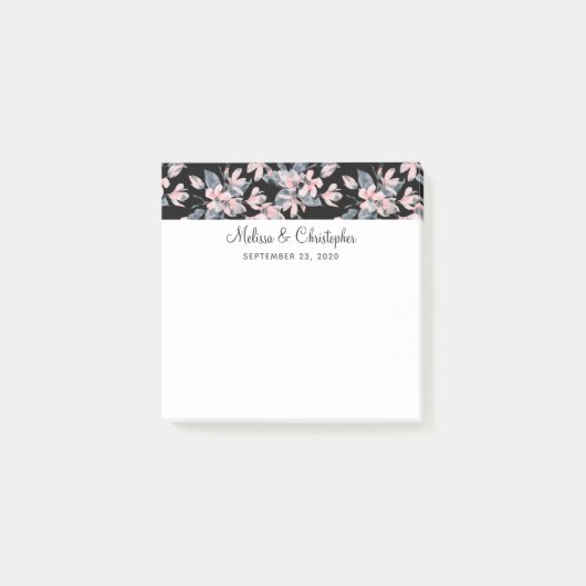 Post-it® Mariage Motif rose et gris Floral (Devant)