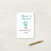 Post-it® Mariage perles et prosecco nom bleu noir (Sur un bureau)