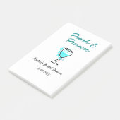 Post-it® Mariage perles et prosecco nom bleu noir (Incliné)