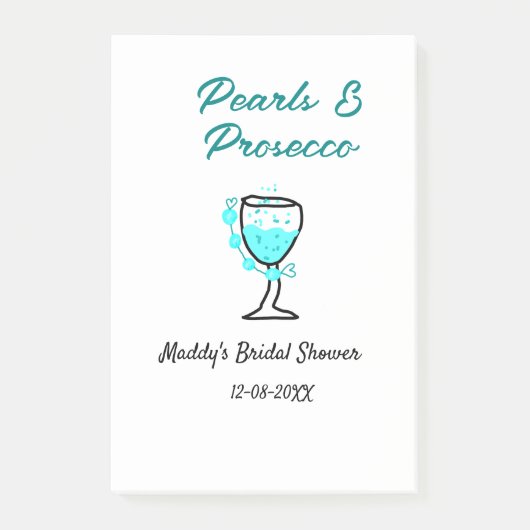 Post-it® Mariage perles et prosecco nom bleu noir (Devant)