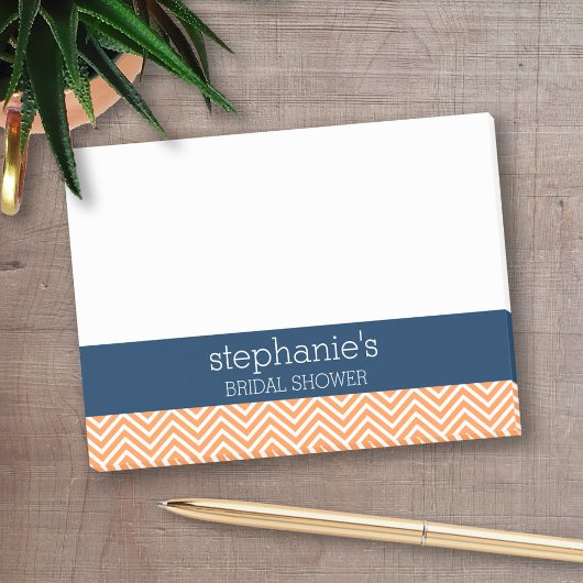 Post-it® Mariage thème bleu marine et orange à chevrons