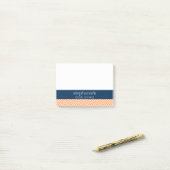 Post-it® Mariage thème bleu marine et orange à chevrons (Sur un bureau)