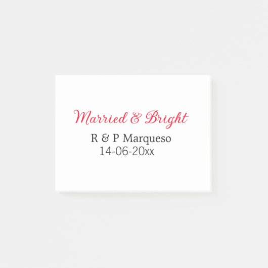 Post-it® Marié & lumineux ajouter nom de couple mariage ajo (Devant)