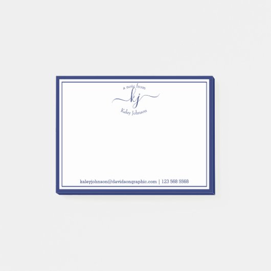 Post-it® Marine 2 Monogramme Script Du Bureau De (Devant)