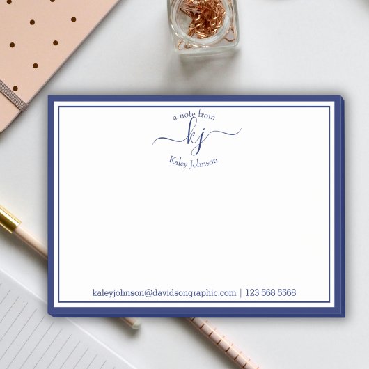 Post-it® Marine 2 Monogramme Script Du Bureau De