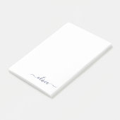 Post-it® Marine Bleu Blanc moderne Script Girl Monogramme N (Incliné)