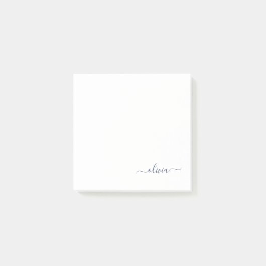 Post-it® Marine Bleu Blanc moderne Script Girl Monogramme N (Devant)
