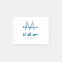 Marine bleu groomsman nom lettre date masculin par