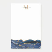 Post-it® Marine Blue Gold Agate Geode Girl Script Monogramm (Devant)
