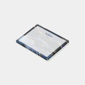 Post-it® Marine Blue Gold Agate Marbre Moderne Monogramme (Incliné)