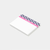 Post-it® Marine Lg Chevron HotPink2 Quatrefoil Nom Monogram (Incliné)
