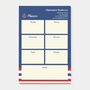 Post-it® Marine marine Bleu Rouge Blanc rayures