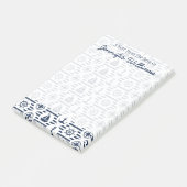 Post-it® Maritime dans le motif bleu | ajoutez votre nom (Incliné)