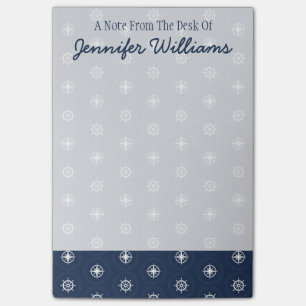 Post-it® Maritime dans le motif bleu   ajoutez votre nom