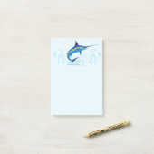 Post-it® Marlin Bleu Jaillissant de l'Océan (Sur un bureau)