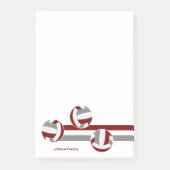 Post-it® maroon gris volleyballs rayures nom du joueur (Devant)