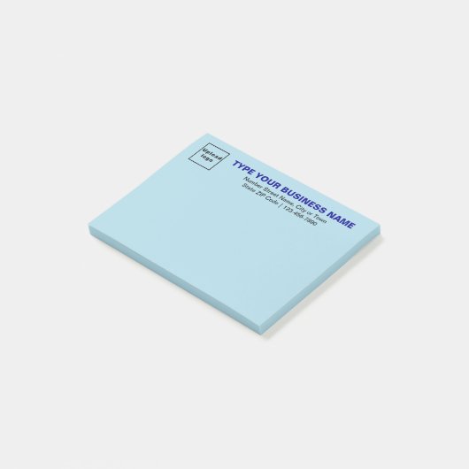 Post-it® Marque commerciale sur rectangle bleu clair (Incliné)