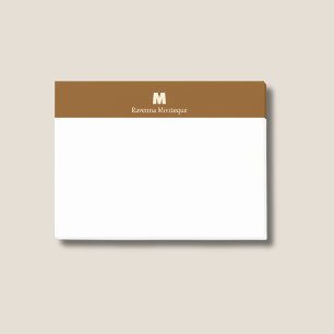 Post-it® Marron Chocolat Lettre de Nom Personnalisé Monogra
