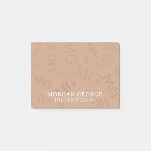 Post-it® Marron multitude de monogrammes avec votre nom (Devant)
