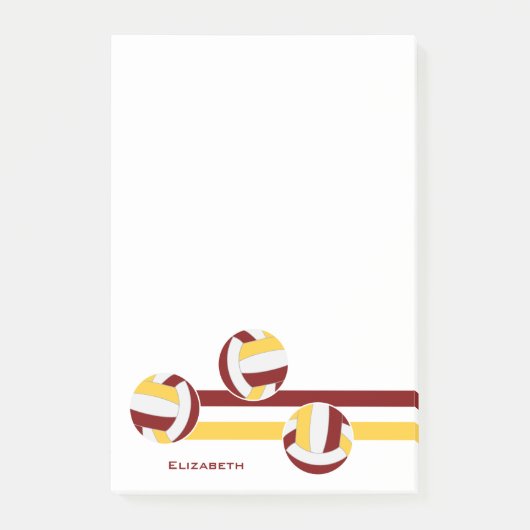 Post-it® marron or volleyballs rayures nom du joueur (Devant)