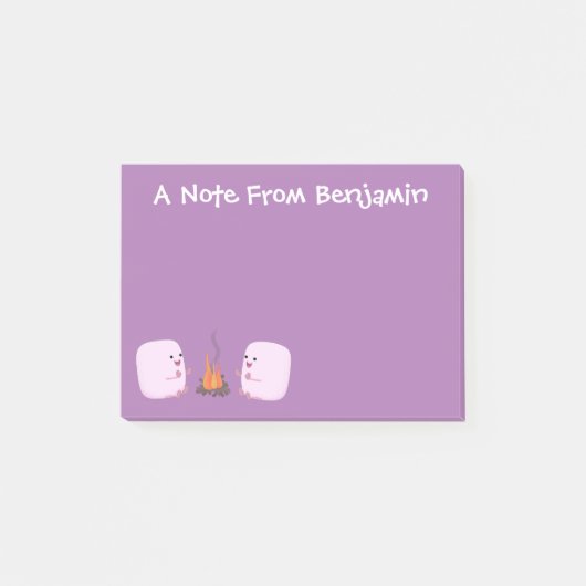 Post-it® Marshmallows mignons roses par dessin animé sur le (Devant)