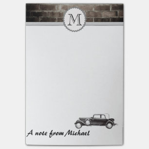 Post-it® Masculine mur de brique classe vieux monogramme de