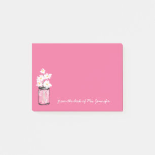 Post-it® Mason rose Jar blanc marguerite florale Personnali